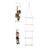 ÇAYLAR AVM Trapez Ahşap Merdiven 8mm İp 100kg Taşır Set Çocuk Tırmanma Jimnastik Gelişim Salıncağı 6 basamak