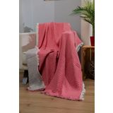 Caymoon Müslin 4 Katlı %100 Pamuk Koltuk Şalı Tv Battaniyesi 130 X 190 Cm Çift Renk Kırmızı Gri