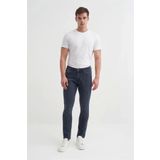 Cazador 0711 Terry Slim Fit Boru Paça Normal Bel Erkek Kot Pantolon Lacivert