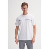 Cazador 25YCEED04135 Beyaz Erkek Regular Fit Önden Baskılı Bisiklet Yaka T-Shirt - XL