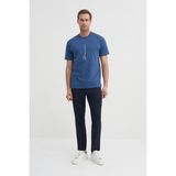 Cazador 4091 Erkek Bisiklet Yaka T-Shirt - İndigo