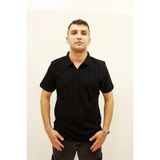 Cazador 4157 Kendinden Dokulu Polo Yaka Düğmesiz Siyah Erkek T-Shirt