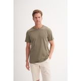 Cazador 4602 Haki Orta Bisiklet Yaka Erkek T-Shirt