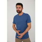 Cazador 4602 İndigo Orta Bisiklet Yaka Flamlı Erkek T-Shirt