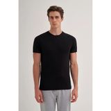 Cazador 4602 Siyah Orta Bisiklet Yaka Flamlı Erkek T-Shirt