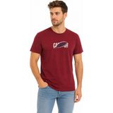 Cazador Bisiklet Yaka Pamuk Erkek Tişört Bordo - 2XL