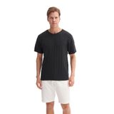 CAZADOR Bisiklet Yaka Regular Fit Örme Desenli Tişört, S, 25YCEEO04061, SİYAH, Erkek