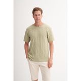 CAZADOR Bisiklet Yaka Regular Fit Örme Desenli Tişört, XL, 25YCEEO04061, A.HAKİ, Erkek