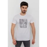 Cazador Caz 4079 Beyaz Baskılı Bisiklet Yaka Erkek T-shirt