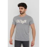Cazador Caz 4086 Erkek Baskılı Bisiklet Yaka T-Shırt - Gri - M