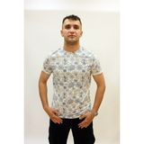 Cazador Caz 4123 Desenli Bisiklet Yaka Erkek T-Shirt - Ekru - XL