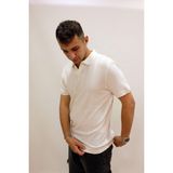 Cazador Caz 4157 Kendinden Dokulu Polo Yaka Düğmesiz Erkek T-Shirt - 001-Beyaz