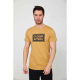 Cazador Caz 4206 Erkek Bisiklet Yaka Baskılı T-Shirt - Camel