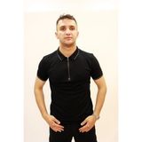 Cazador Caz 4230 Fermuarlı Erkek Polo Yaka T-Shirt - Siyah - XL