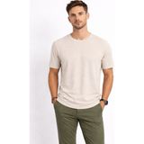 Cazador Erkek Bisiklet Yaka Kendinden Desenli T shirt 44420 Kum Bej