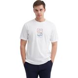 Cazador Erkek Bisiklet Yaka Regular Fit Pamuklu Desenli Tişört 4188 - Beyaz - 2XL