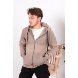 CAZADOR Erkek Fermuarlı Sweatshirt, Vizon, XL