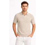 Cazador Erkek Polo Yaka Desenli Triko T-Shirt 34215 Taş - 2XL
