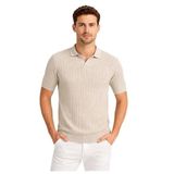 Cazador Erkek Polo Yaka Desenli Triko T-shirt 34215 Taş TAŞ