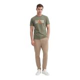 CAZADOR Erkek Slim Fit Bisiklet Yaka, Kısa Kollu, Baskılı Pamuklu T-Shirt, Haki, 2XL