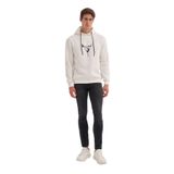 CAZADOR Erkek Slim Fit Bisiklet Yaka Uzun Kol Sweatshirt, Ekru, M