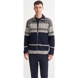 Cazador Hazır Örme Çizgili Vintage Yün Karışımlı Regular Fit Fermuarlı Sweat Hırka