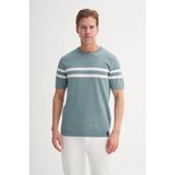 Cazador Regular Fit Çizgi Desenli Triko Mavi Erkek T-Shirt 30360 - XL