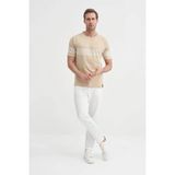Cazador Regular Fit Çizgili Ekru Erkek T-Shirt 30400 - XL