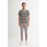 Cazador Regular Fit Örme Çizgili Siyah Erkek Polo Yaka T-Shirt 40330