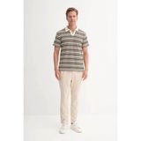 Cazador Regular Fit Örme Çizgili Yeşil Erkek Polo Yaka T-Shirt 40330