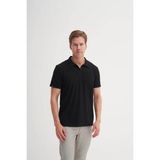 Cazador Regular Fit Örme Dokulu Siyah Erkek Polo Yaka T-Shirt 42040