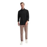 Cazador Regular Fit Viskon Karışımlı Premium GÖMLEK-23145 - XL - Siyah