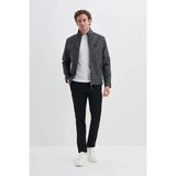Cazador Slim Fit Vintage Pu Deri Karışımlı MONT-10620 Gri
