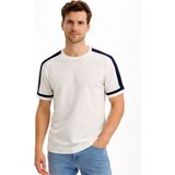 Cazador Triko Bisiklet Yaka T-Shirt Erkek 34045 Ekru - 2XL
