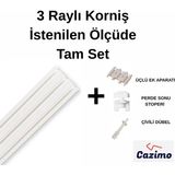 Cazimo 3’lü Perde Rayı Tam Set – Montaja Hazır Komple Korniş Sistemi - 150 cm