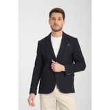 Cazino Erkek Lacivert Slim Fit Dar Kesim Desenli Yarım Astar Mevsimlik Blazer Ceket Lacivert 54