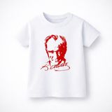 CC Collection Çocuk Tişört Atatürk Baskılı Pamuklu Unisex Günlük Rahat Tişört - Beyaz - 3 - 4 Yaş