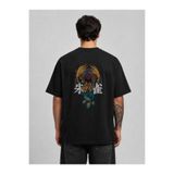 cc collection Erkek Beyaz Oversize Tişört Anka Kuşu Sırt Baskılı Bisiklet Yaka Streetwear T-Shirt
