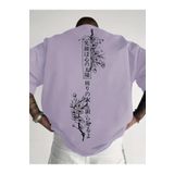 cc collection Erkek oversize Japon Kiraz Ağacı baskılı T-shirt rahat ve şık Tasarım