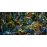 C&C Dream Artworks Factory Mossy Forest Stream Sanat Eseri, Poster, 60x90 cm, Ahşap Beyaz Çerçeveli