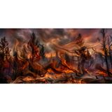 C&C Dream Artworks Factory Wildfire Forest Sanat Eseri, Poster, 60x90 cm, Siyah Çerçeveli