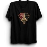 Cccp, Sovyetler Birliği, Eskitme Logo Tişört - Siyah - XL