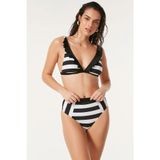 C&City 3149 Yüksek Bel Toparlayıcı Siyah Beyaz Kadın Bikini Takım