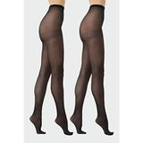 C&city 40 Denye Ince Büyük Beden Siyah Düz Desenli 2'li Külotlu Çorap Poliamid Malzeme - XL - 2XL