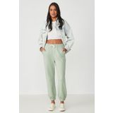 C&City 806 Jogger Lastikli Spor Fıstık Yeşili Kadın Eşofman Altı
