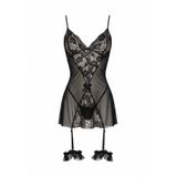 C&City Dantel Detaylı Babydoll Siyah, XL Beden, 4 Parçalı Set