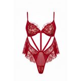 C&City Dantel Detaylı Bodysuit, Kırmızı, M Beden, Kadın