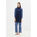 C&City Desenli 4'lü Tesettür Mayo Tunik, Bone, Büstiyer, Pantolon