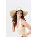 C&city Geniş Kenar Hasır Plaj Şapkası Y25730-11 Krem - Standart - Bej