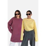 C&City Geniş Kol Oversize 2'li Paket T-Shirt 964 Sarı/Gül Kurusu
